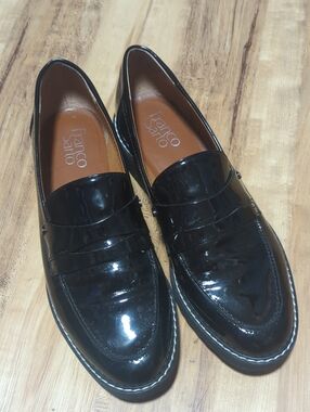 Franco Sarto Black Patent Leather Penny Loafers